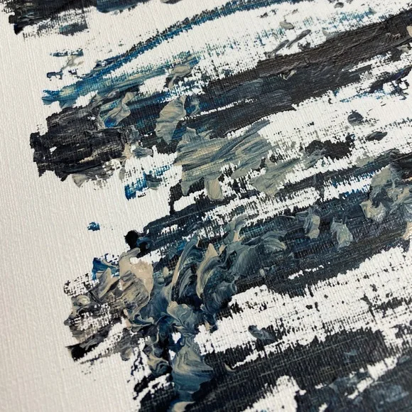 Abstract Acrylic Original Painting On Canvas Paper 9X12 Wall Art Blue Black - Picture 7 of 7